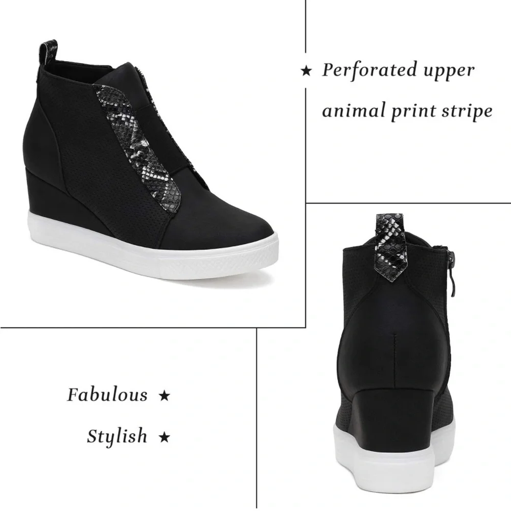 Katliu Animal Print Platform Wedge Sneakers - Picture 4 of 10